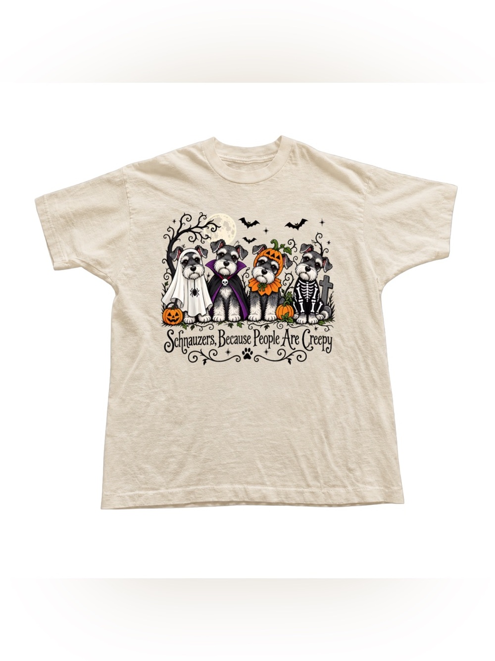 Halloween Schnauzer Graphic Tee - Off White